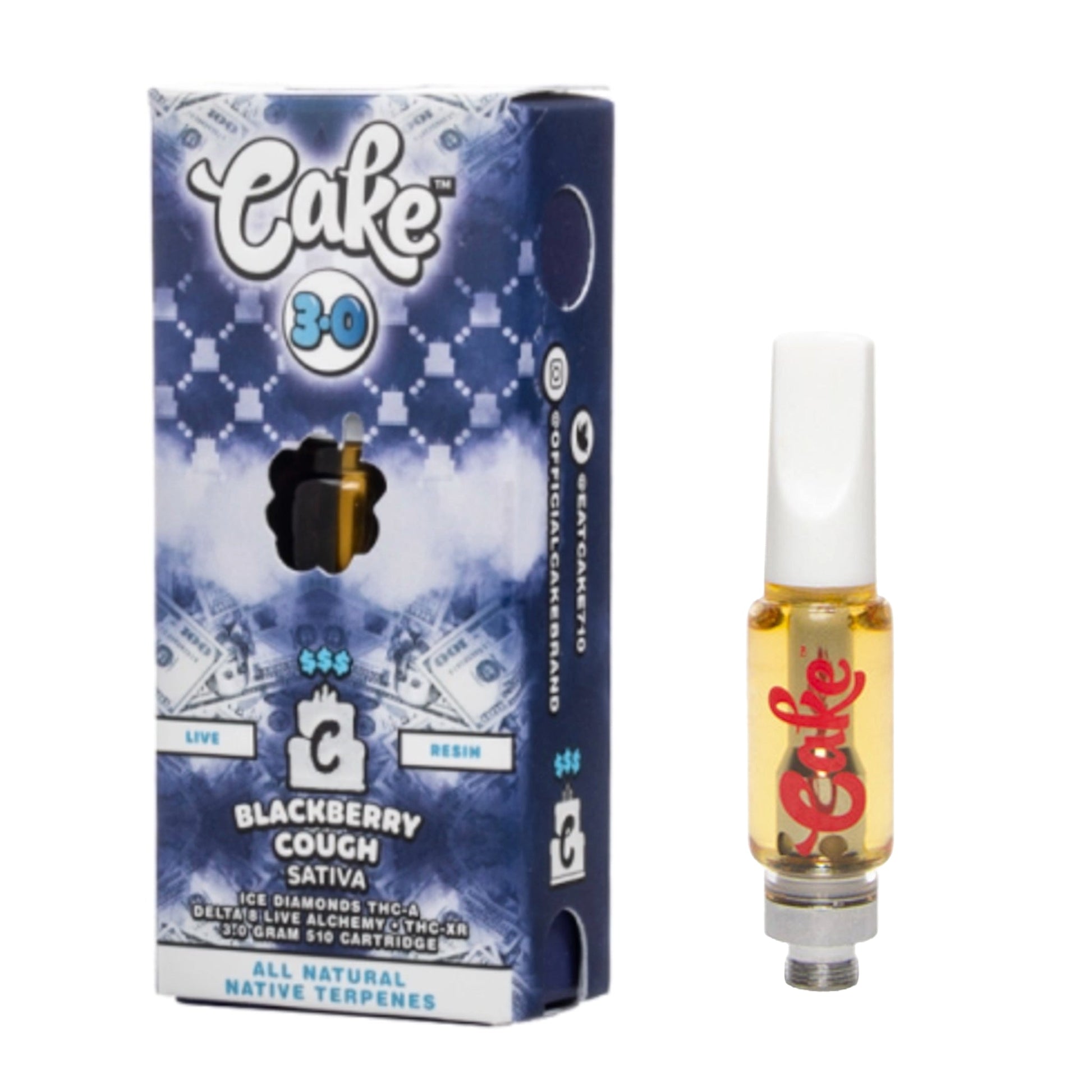Cake Moneyline THC-A + Delta 8 Blackberry Cough Cartridge - 3000mg cookies thc vapes